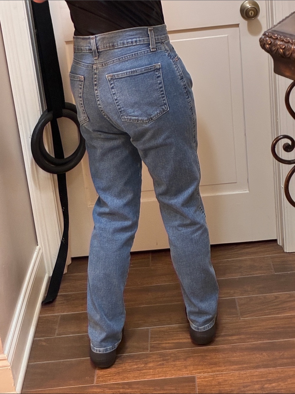 Levi's Blue Jeans with Distressed Patched Floral/Christian Accents, W29, Size 4 - Picture 5 of 15